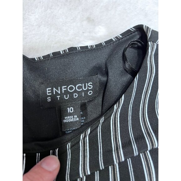 En Focus Studio Striped Jumpsuit Size 10 Black & White - Picture 3 of 6